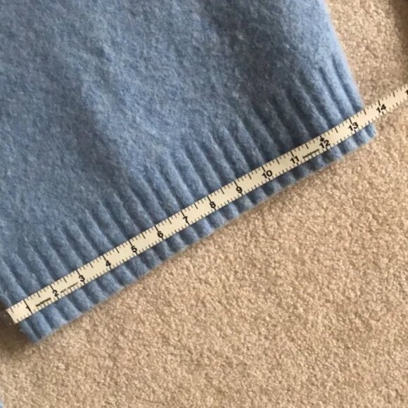 Helmut Lang Cropped Wool Sweater - Light Blue Ribbed Pull Over - Women's Size XS - Picture 4 of 5